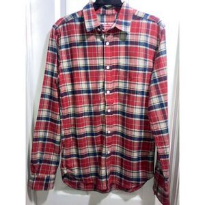 Small Line of Trade Red/Blue/White Plaid Button Down Flannel Long Sleeve